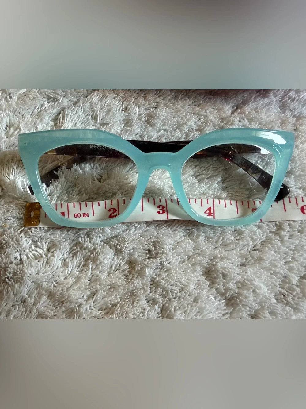 Max Studio Light Blue Cat-Eye Women's Glasses with Tortoiseshell Temples